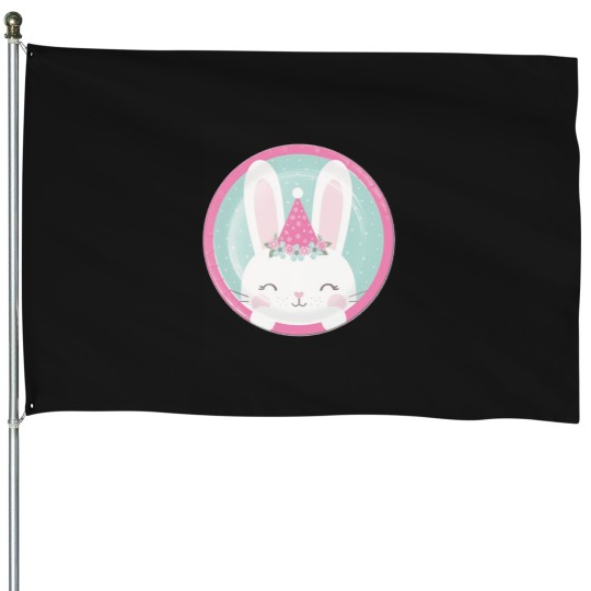 Discover Gift moon rabbit kingdom almond Funny strawberry cake Kawaii 1 House Flags