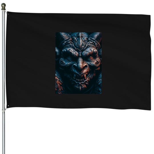 Discover A Gargoyle in stone with its demonic laugh House Flags