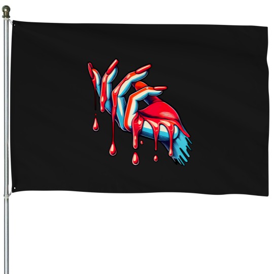 Discover Dripping Crimson: Red Painted Nails House Flags