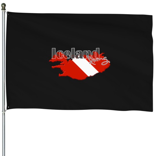 Discover Iceland Diving Diver Flag Map T-Shirt House Flags