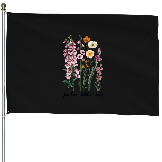 Discover ubtle floral anti trump vintage foxglove dahlia tulip House Flags