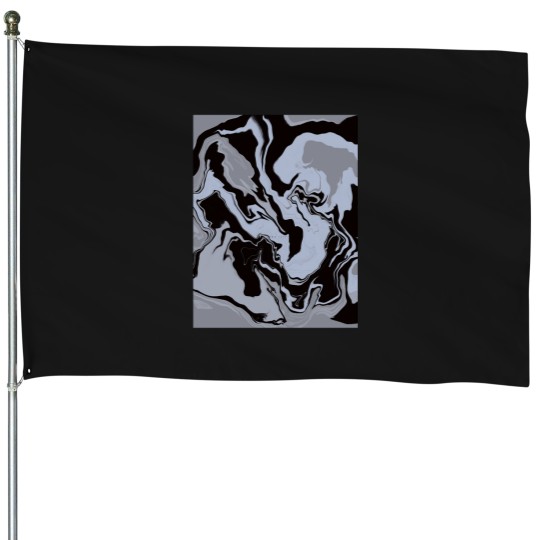 Discover Modern abstract pattern in swirl optics in black, blue and grey House Flags