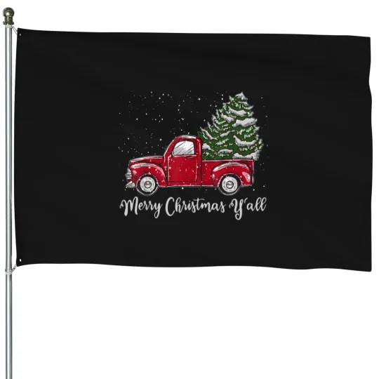 Discover Red-Truck-Christmas-Shirt---Merry-Christmas-Yall-T-Shirt House Flags