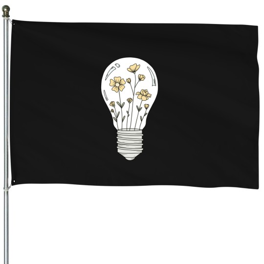 Discover Light Bulb with Yellow Flowers House Flags