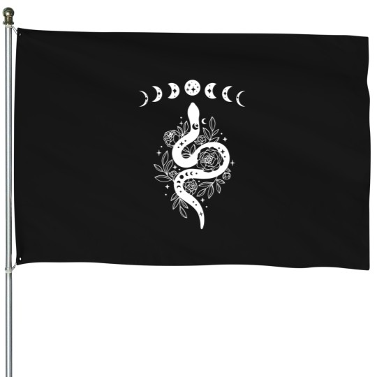 Discover Celestial Snake, Mystical Lunar Snake, Celestial Mystical Floral Moon Snake House Flags