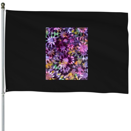 Discover Abstract Purple Flowers House Flags