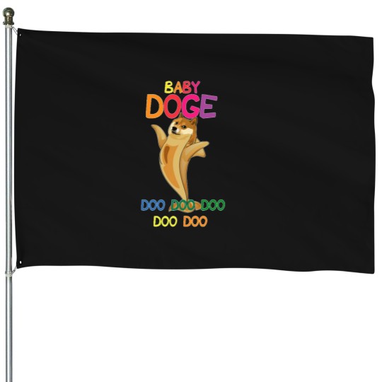 Discover Dogecoin-Baby-Doge-Doo-Doo-Funny-Cryptocurrency-M House Flags