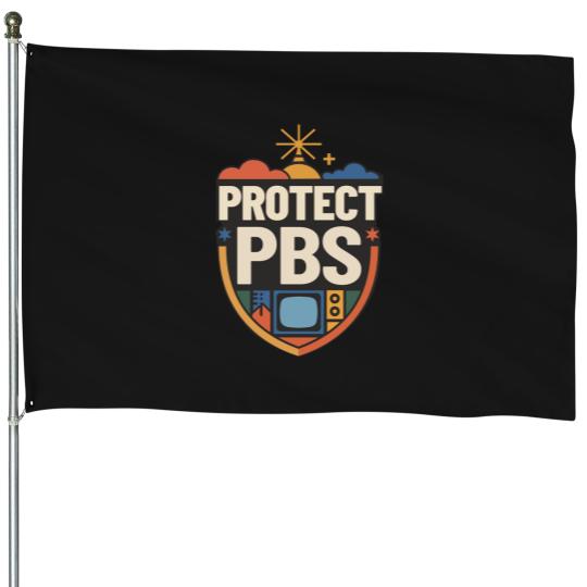 Discover Protect PBS House Flags, PBS Unisex House Flags, Political Protest House Flags, Save Public Broadcasting, Anti Trump House Flags