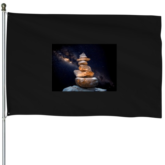 Discover Zen Rocks And Milkyway Active T-Shirt 116 House Flags