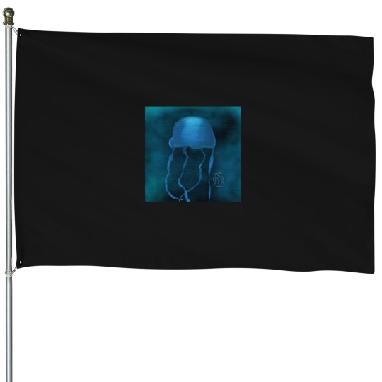 Discover blue jellyfish House Flags