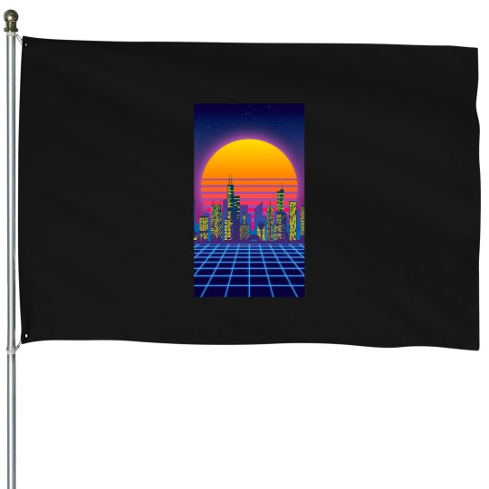 Discover 1746 Outrun Chicago City Lights Active T-Shirt House Flags