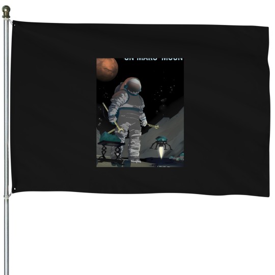 Discover Work The Night Shift On Martian Moon Phobos Graphic T-Shirt 205 House Flags