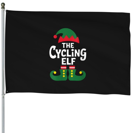 Discover Womens Cycling Elf Christmas Xmas Holiday Bicycl House Flags