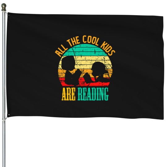 Discover All The Cool Kids Reading Book Lover Retro Funny Bookworm House Flags