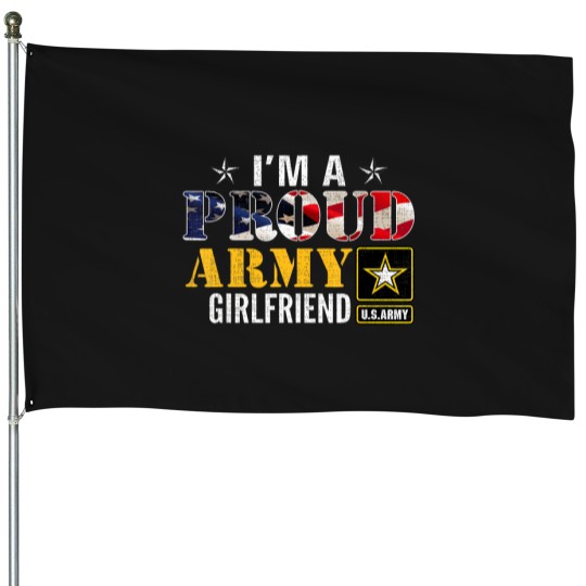 Discover I'M-A-Proud-Army-Girlfriend-American-Flag-Military-Veteran-T-Shirt House Flags