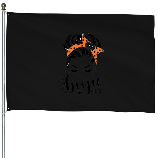 Discover Boojie Mom Messy Bun skulls Mom Monsters halloweens House Flags