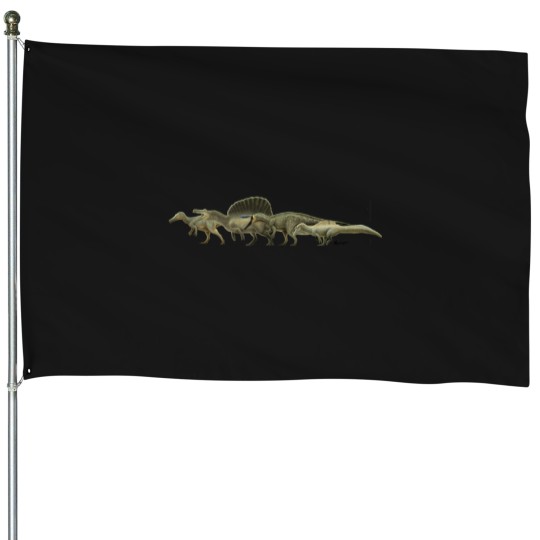 Discover Spinosauridae.-Spinosaurus-Family-Dinosaurs.-Paleoart T-Shirt House Flags