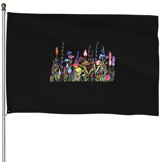 Discover colorful wild flower field House Flags