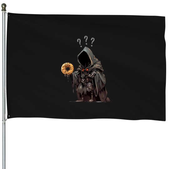 Discover Black Rider Holding a Donut Ring II - Fantasy Funny House Flags