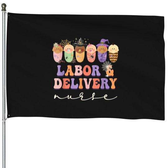 Discover Labor and Delivery Nurse  - L&D Nurse  - babys Nurse Shirts - Retro Nurse  - Nur House Flags