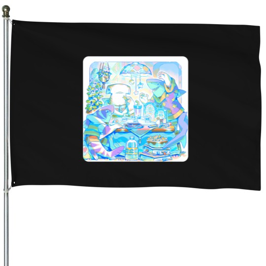 Discover Nerd Shark Sunaookami Shiroko Blue Archive Sticker House Flags
