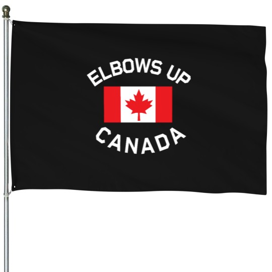 Discover Elbows Up Buy Canadian Logo  with Canadian flags House Flags