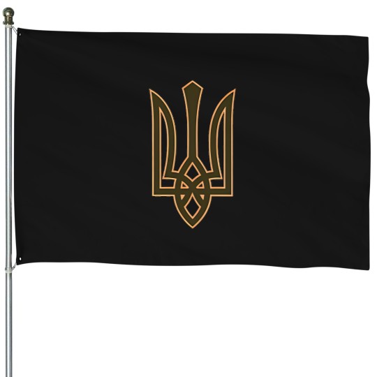 Discover Olive Ukrainian Trident Symbol On The Heart - Ukraine Tryzub House Flags