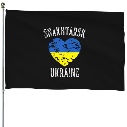 Discover Ukraine Flag Heart Shakhtarsk City House Flags