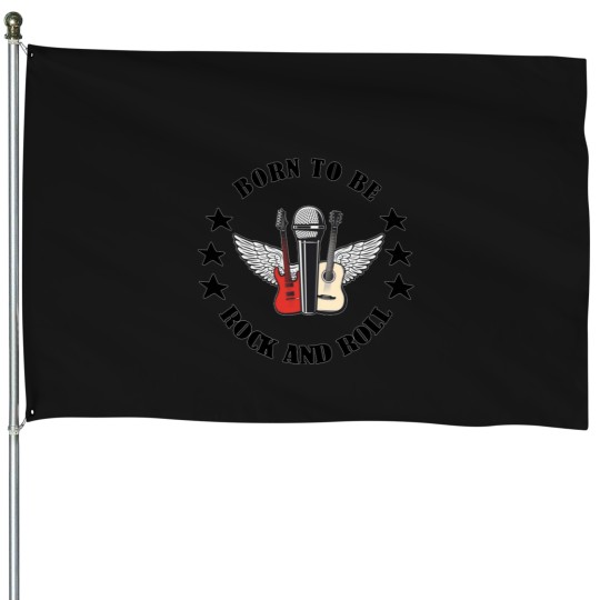 Discover Born To Be Rock and Roll Gifts Women Boys Men Girlss House Flags