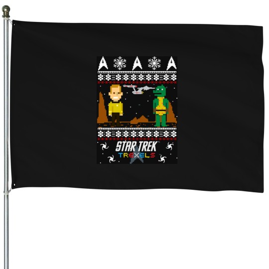 Discover startrek2020 Trexels Pixelated Captain Kirk Christmas Sweater House Flags