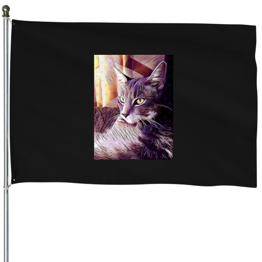 Discover Kitty in the window Twillight Life is harder death is peaceful House Flags