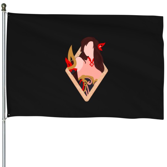 Discover Red & Gold Woman Fighter House Flags