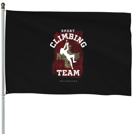 Discover Sport Climbing Switzerland Climber Bolted Climbing House Flags