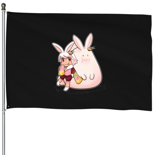 Discover Moon rabbit almond For strawberry cake Kawaii House Flags