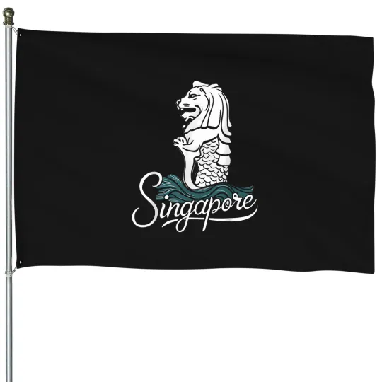Discover Singapore-Iconic-Merlion-Lion-Asia-Travel-Souvenir-T-Shirt House Flags