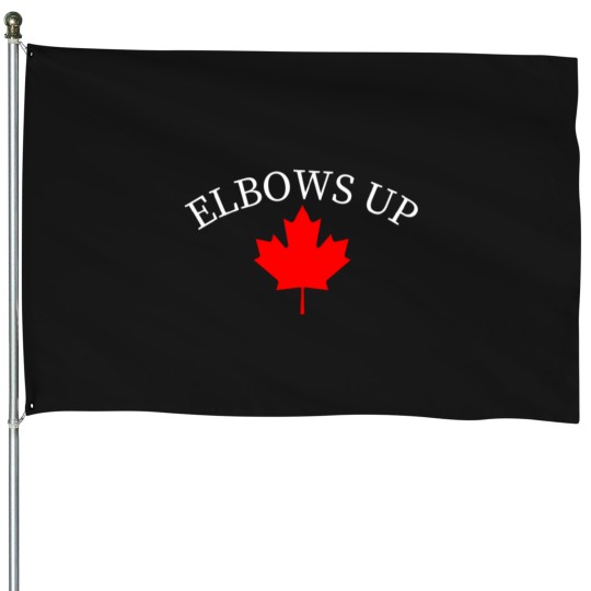 Discover Elbows Up Gloves Off Fun Hockey True North Strong and Free Proud Canadian House Flags