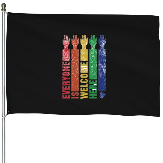 Discover Everyone Is Welcome Here 5 House Flags