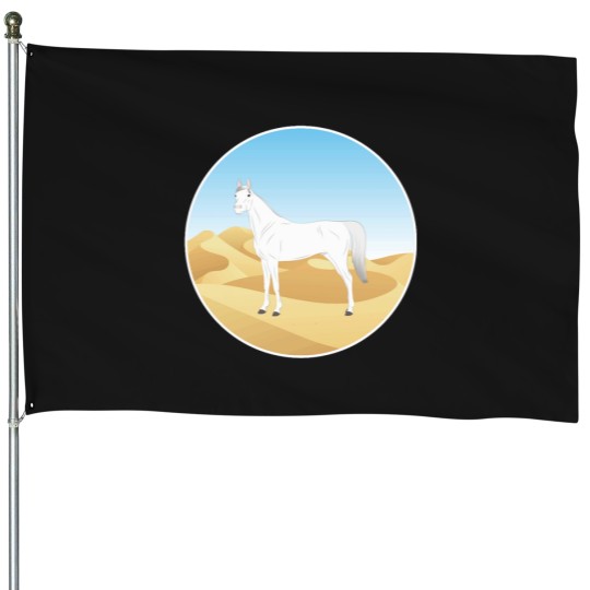Discover Abbayan horse - white horse with landscape - oriental horse - Yemen horse breeds House Flags