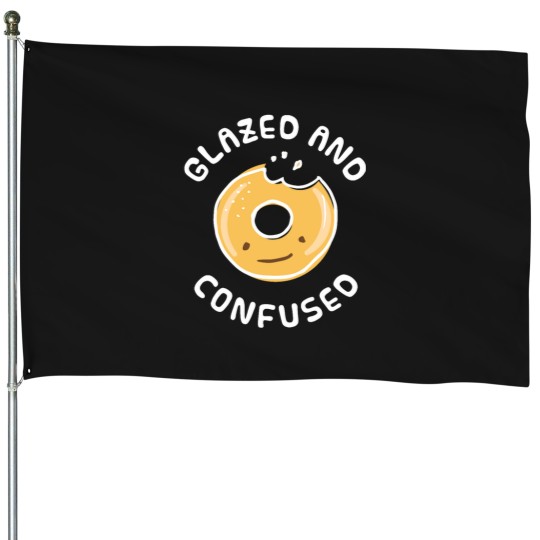 Discover Donut Glazed And Confused - funnys Doughnut Kawaii - Cake Eating House Flags