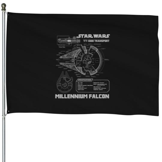 Discover Millennium Falcon Grey Schematics House Flags