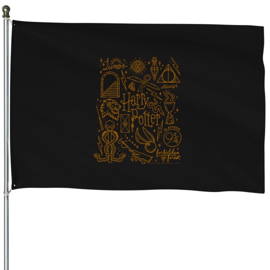 Discover Harry-Potter-Deathly-Hallows-2-Icon-Collage-Poster-Long-Sleeve-T-Shirt House Flags