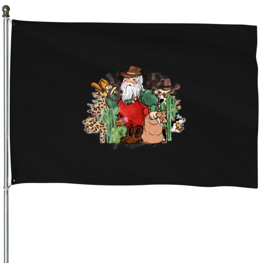 Discover Santa Claus Cowboys Retro Colors House Flags