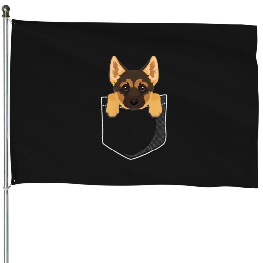 Discover Pocket German Shepherd Puppy Cute Dog Lover House Flags