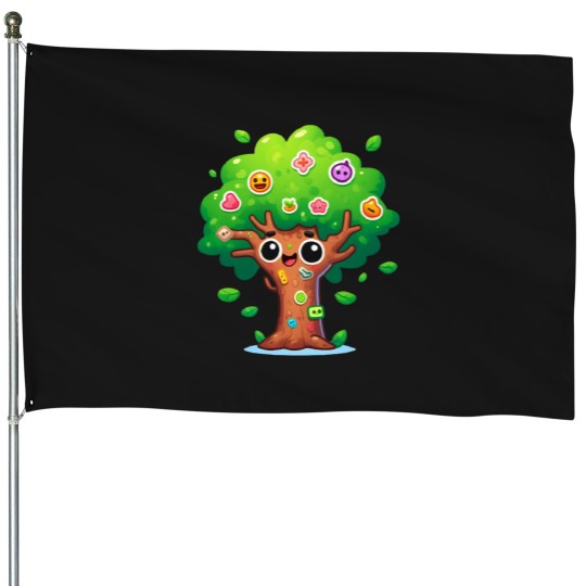 Discover Cute tree House Flags