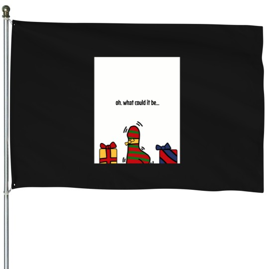Discover Dildo-Wrapped-Gift-Funny-Inappropriate-Christmas-Card T-Shirt House Flags