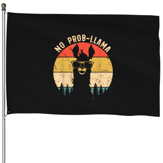 Discover No-Prob-Llama---Vintage-Llama-Alpaca---T-Shirt House Flags