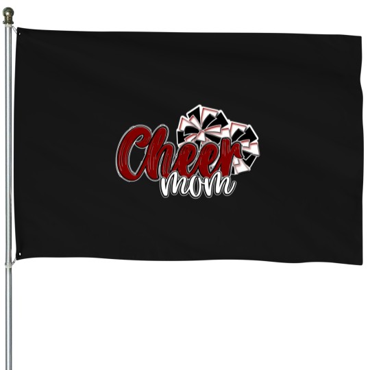 Discover Womens Cheer Mom Top Pom Poms Maroon Mascot Colors School House Flags