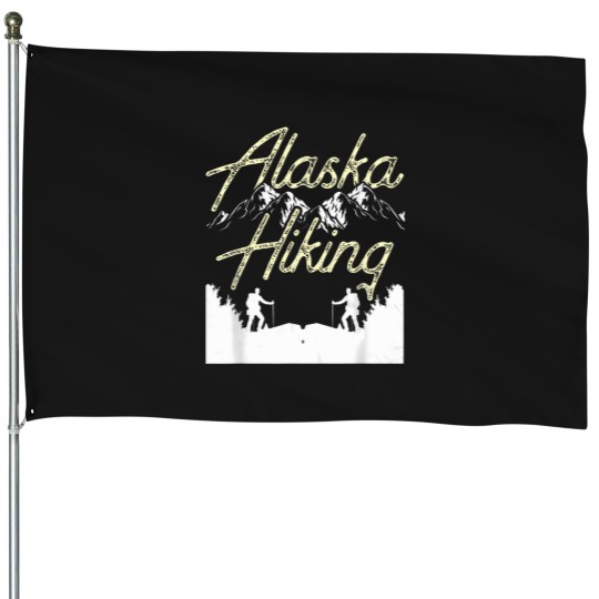 Discover Alaska Hiking Hike Hiker Nature T-Shirt House Flags