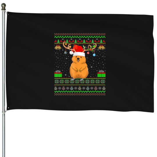 Discover Quokka Lover Santa Matching Ugly Christmas House Flags