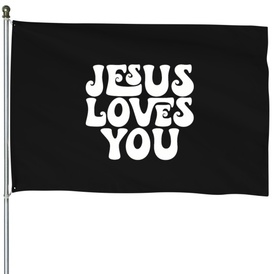 Discover Jesus Loves You Retro Vintage Style Graphic Men Womens House Flags